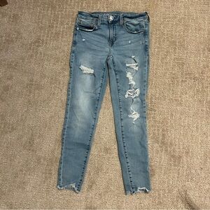 American Eagle Outfitters Blue Skinny Distressed Jeans